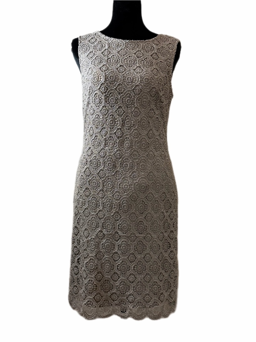 Vince Camuto Metallic Taupe Lace Cocktail Dress Size 4